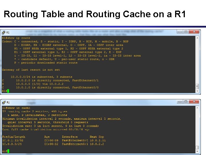 Routing Table and Routing Cache on a R 1 20 