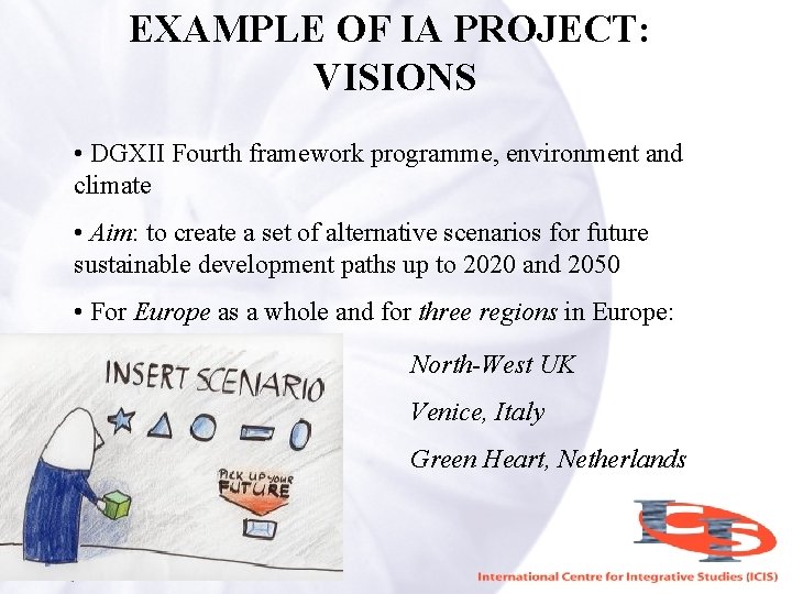 EXAMPLE OF IA PROJECT: VISIONS • DGXII Fourth framework programme, environment and climate •