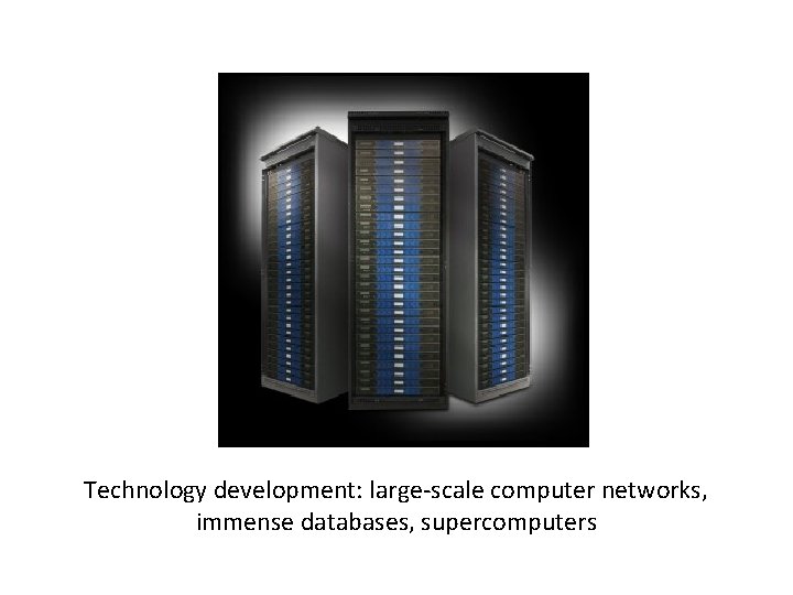 Technology development: large-scale computer networks, immense databases, supercomputers 