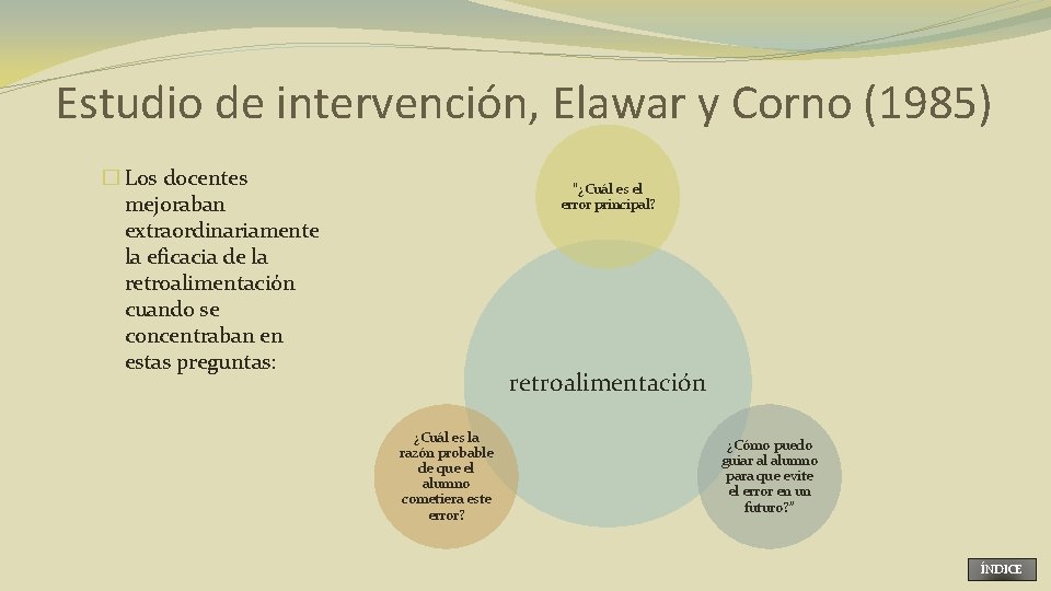 Estudio de intervención, Elawar y Corno (1985) � Los docentes mejoraban extraordinariamente la eficacia