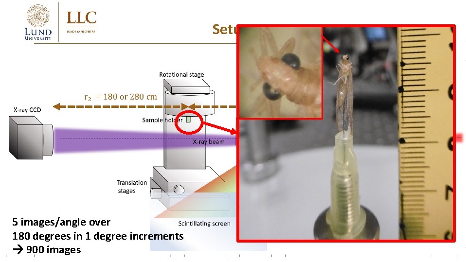 Setup 5 images/angle over 180 degrees in 1 degree increments 900 images 