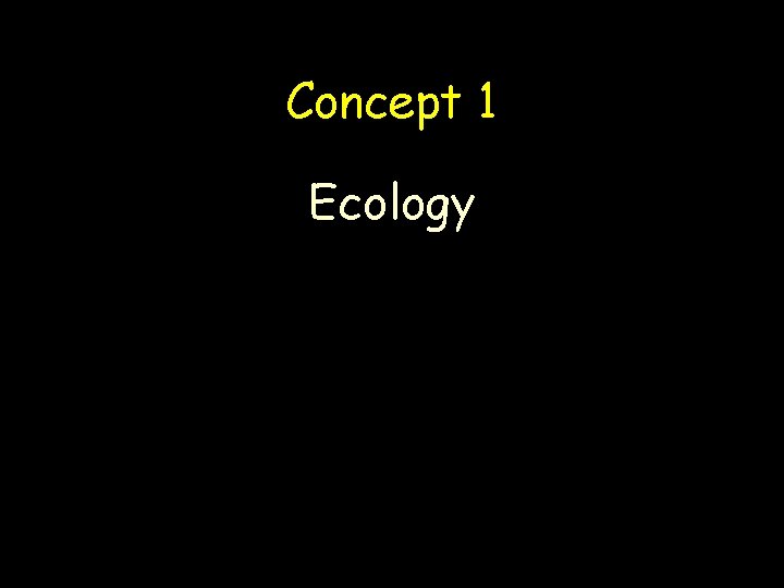 Concept 1 Ecology 