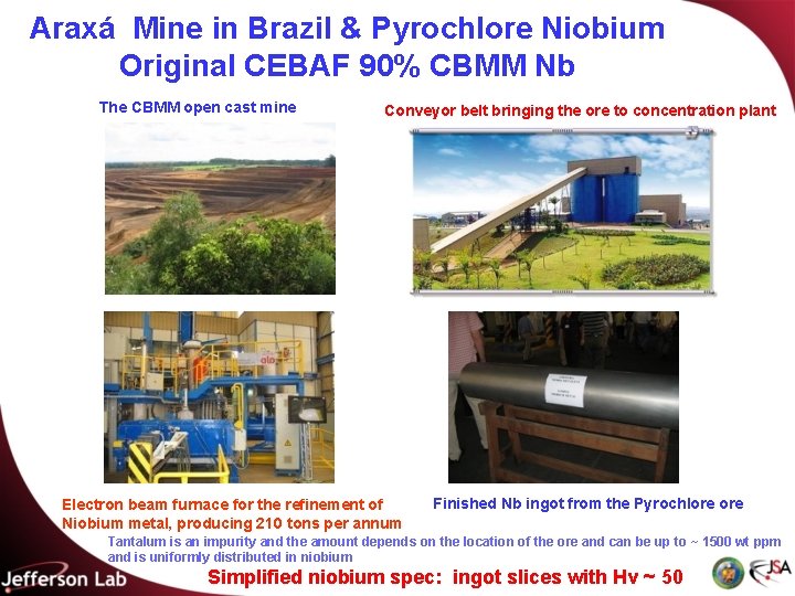 Araxá Mine in Brazil & Pyrochlore Niobium Original CEBAF 90% CBMM Nb The CBMM