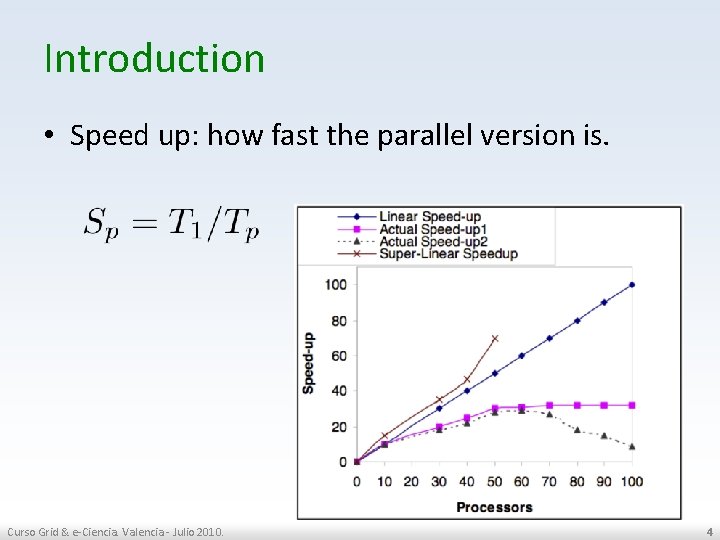 Introduction • Speed up: how fast the parallel version is. Curso Grid & e-Ciencia.