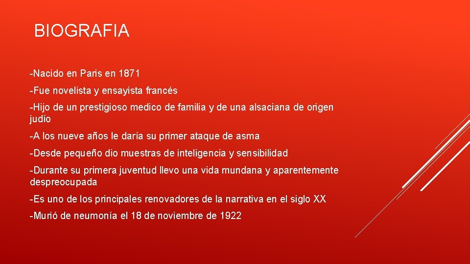 BIOGRAFIA -Nacido en Paris en 1871 -Fue novelista y ensayista francés -Hijo de un