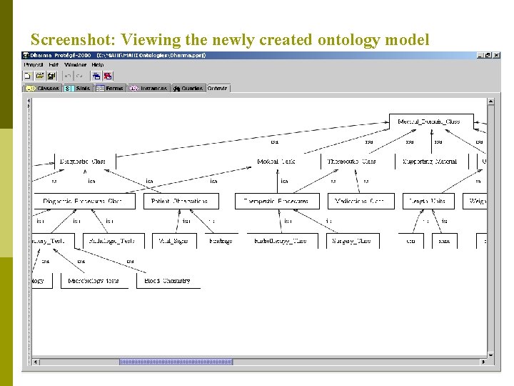 Screenshot: Viewing the newly created ontology model 
