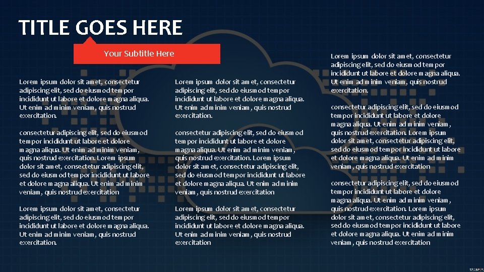 TITLE GOES HERE Your Subtitle Here Lorem ipsum dolor sit amet, consectetur adipiscing elit,