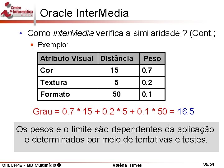 Oracle Inter. Media • Como inter. Media verifica a similaridade ? (Cont. ) §