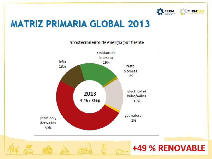 MATRIZ PRIMARIA GLOBAL 2013 +49 % RENOVABLE 