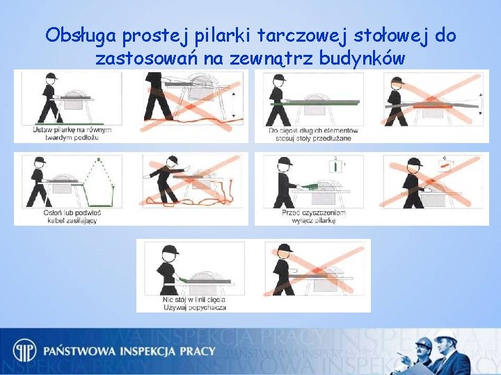 Obsługa prostej pilarki tarczowej stołowej do zastosowań na zewnątrz budynków 