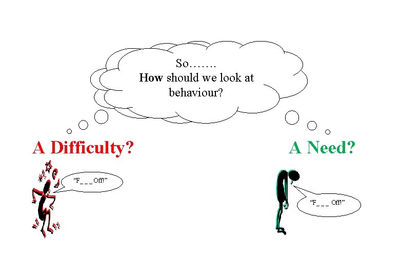 So……. How should we look at at behaviour? A Difficulty? A Need? “F_ _