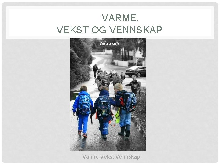 VARME, VEKST OG VENNSKAP Varme Vekst Vennskap 