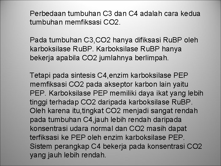 Perbedaan tumbuhan C 3 dan C 4 adalah cara kedua tumbuhan memfiksasi CO 2.