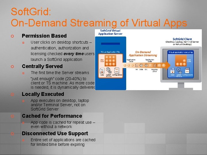 Soft. Grid: On-Demand Streaming of Virtual Apps ¢ Permission Based p ¢ Centrally Served