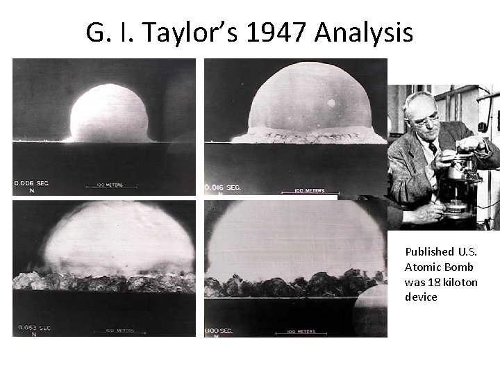 G. I. Taylor’s 1947 Analysis Published U. S. Atomic Bomb was 18 kiloton device G. I. Taylor’s 1947 Analysis Published U. S. Atomic Bomb was 18 kiloton device