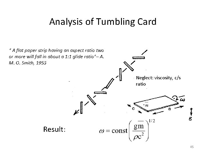 Analysis of Tumbling Card “ A flat paper strip having an aspect ratio two Analysis of Tumbling Card “ A flat paper strip having an aspect ratio two