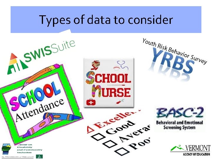 Types of data to consider 