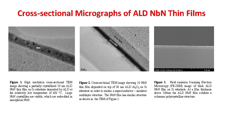 Cross-sectional Micrographs of ALD Nb. N Thin Films Figure 1. High resolution cross-sectional TEM