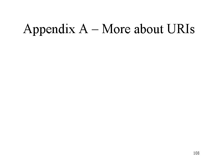 Appendix A – More about URIs 108 
