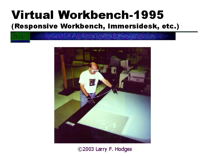 Virtual Workbench-1995 (Responsive Workbench, Immersidesk, etc. ) © 2003 Larry F. Hodges 