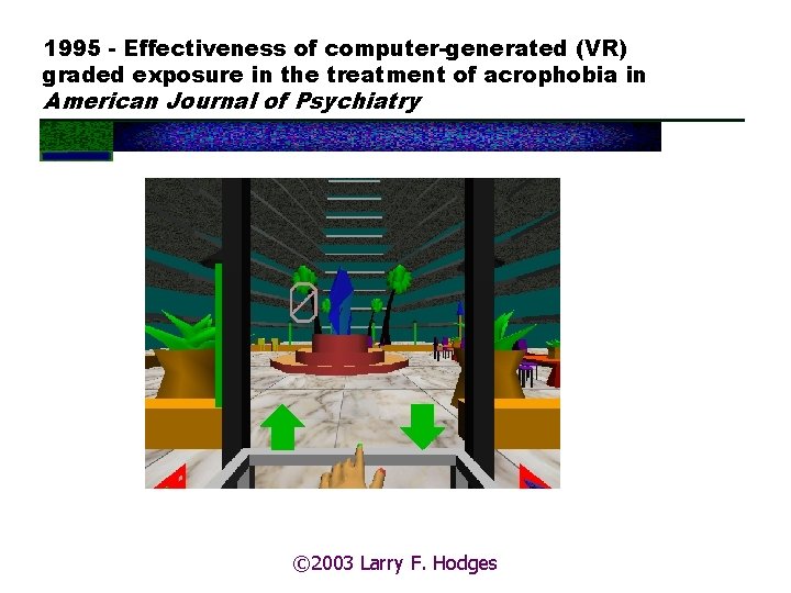 1995 - Effectiveness of computer-generated (VR) graded exposure in the treatment of acrophobia in