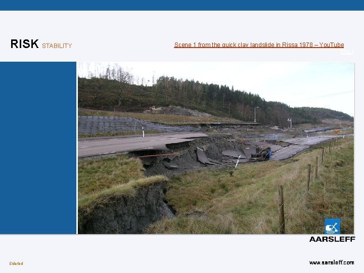 RISK STABILITY Sidefod Scene 1 from the quick clay landslide in Rissa 1978 –