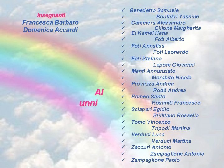  Insegnanti Francesca Barbaro Domenica Accardi Al unni ü ü ü ü ü ü