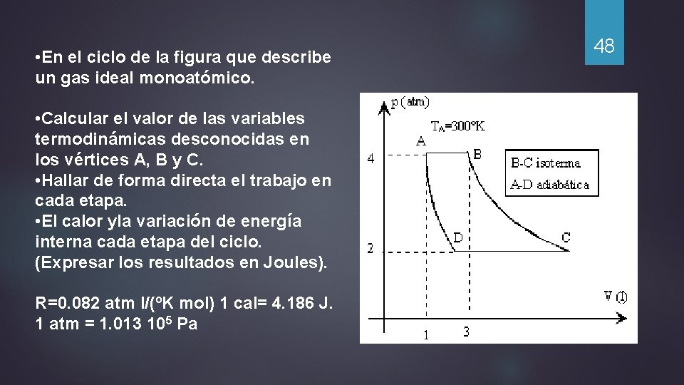  • En el ciclo de la figura que describe un gas ideal monoatómico.