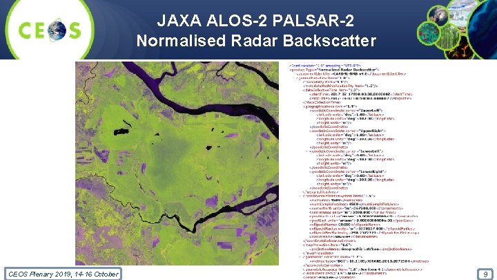 JAXA ALOS-2 PALSAR-2 Normalised Radar Backscatter CEOS Plenary 2019, 14 -16 October 9 