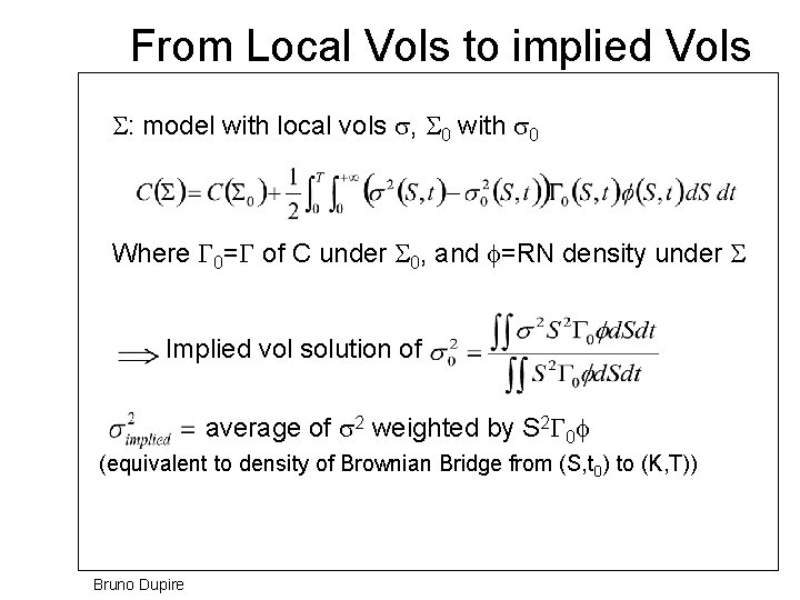 From Local Vols to implied Vols S: model with local vols , S 0