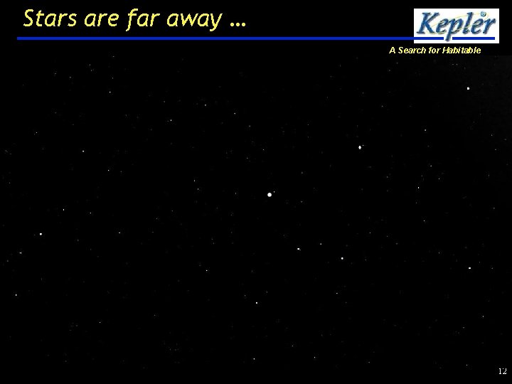 Stars are far away … A Search for Habitable Planets 12 