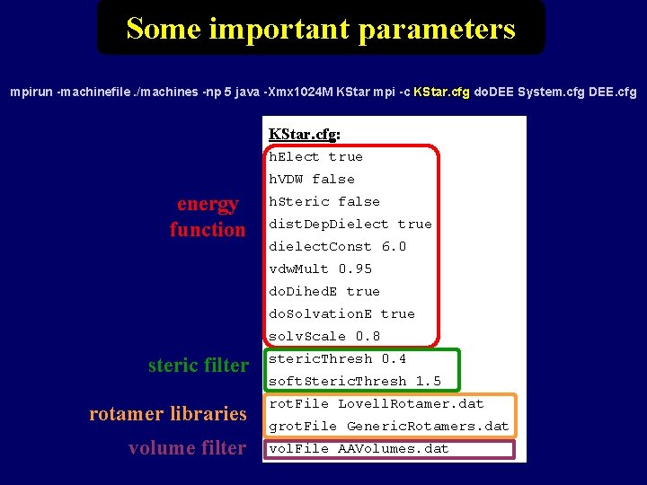 Some important parameters mpirun -machinefile. /machines -np 5 java -Xmx 1024 M KStar mpi