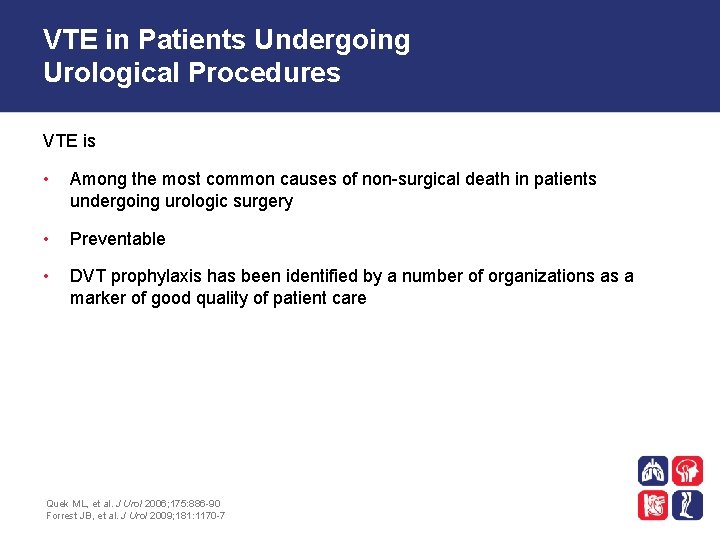 VTE in Patients Undergoing Urological Procedures VTE is • Among the most common causes