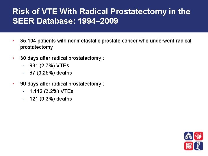 Risk of VTE With Radical Prostatectomy in the SEER Database: 1994– 2009 • 35,