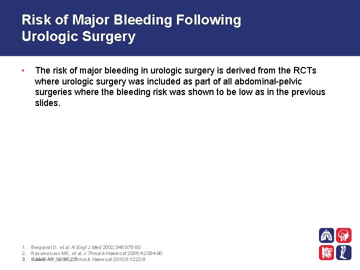 Risk of Major Bleeding Following Urologic Surgery • The risk of major bleeding in