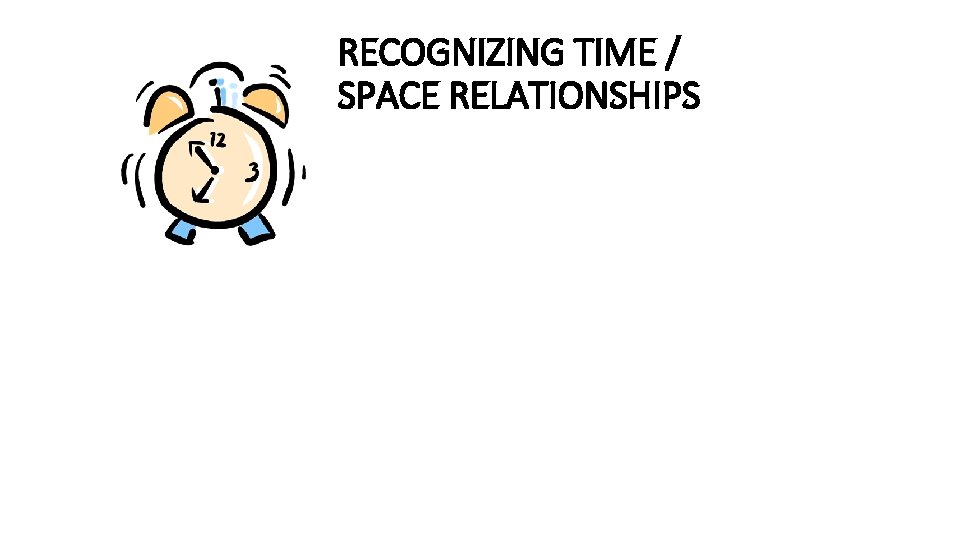 RECOGNIZING TIME / SPACE RELATIONSHIPS 