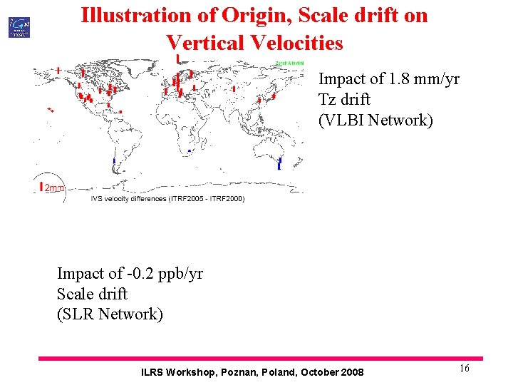 Illustration of Origin, Scale drift on Vertical Velocities Impact of 1. 8 mm/yr Tz