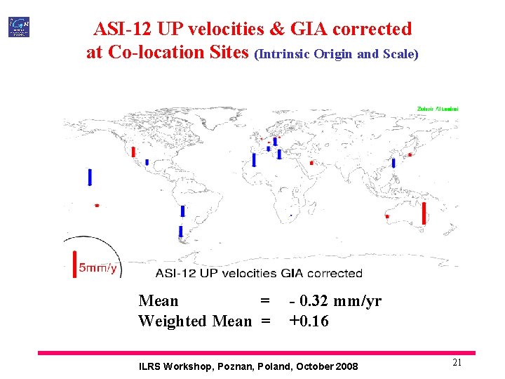 ASI-12 UP velocities & GIA corrected at Co-location Sites (Intrinsic Origin and Scale) Mean