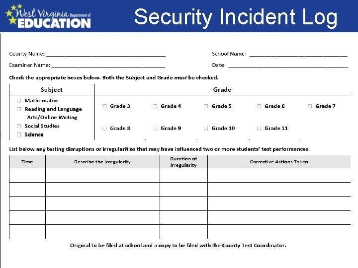 Security Incident Log 
