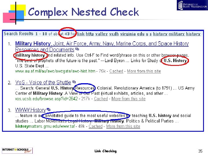 Complex Nested Check Link Checking 35 