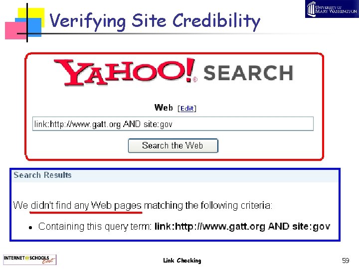 Verifying Site Credibility Link Checking 59 
