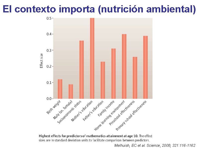 El contexto importa (nutrición ambiental) Melhuish, EC et al. Science, 2008; 321: 116 -1162