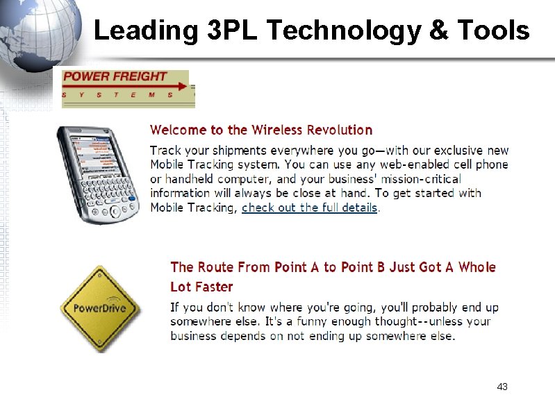 Leading 3 PL Technology & Tools 43 