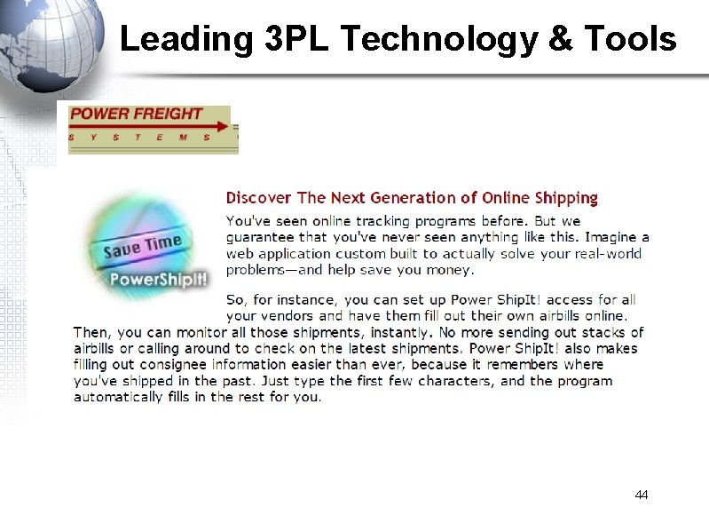 Leading 3 PL Technology & Tools 44 