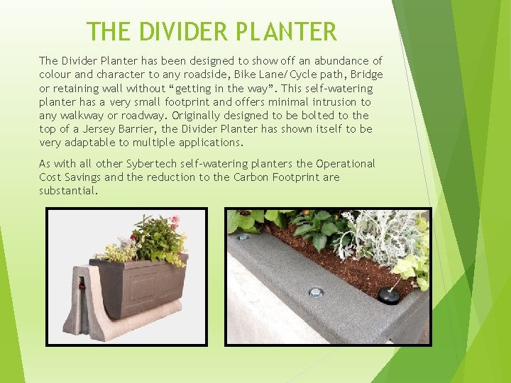 THE DIVIDER PLANTER The Divider Planter has been designed to show off an abundance