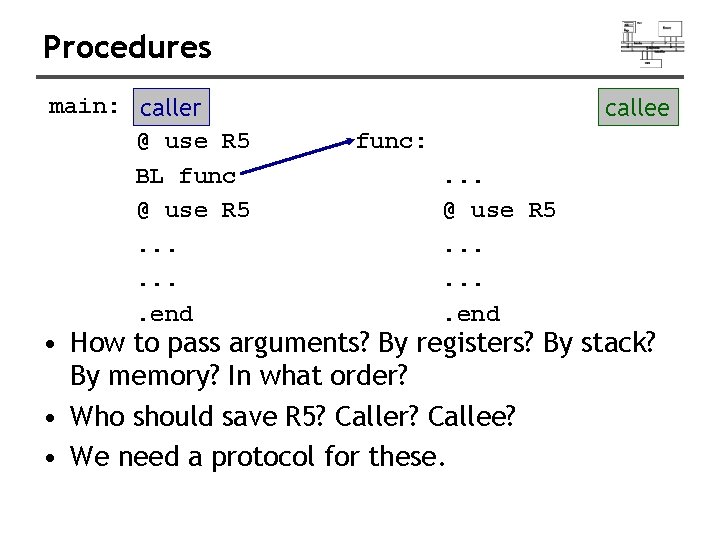 Procedures main: caller @ use R 5 BL func @ use R 5. . Procedures main: caller @ use R 5 BL func @ use R 5. .