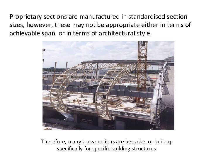 Proprietary sections are manufactured in standardised section sizes, however, these may not be appropriate