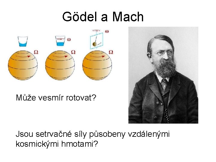 Gödel a Mach Může vesmír rotovat? Jsou setrvačné síly působeny vzdálenými kosmickými hmotami? 