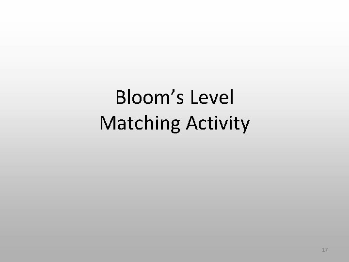 Bloom’s Level Matching Activity 17 