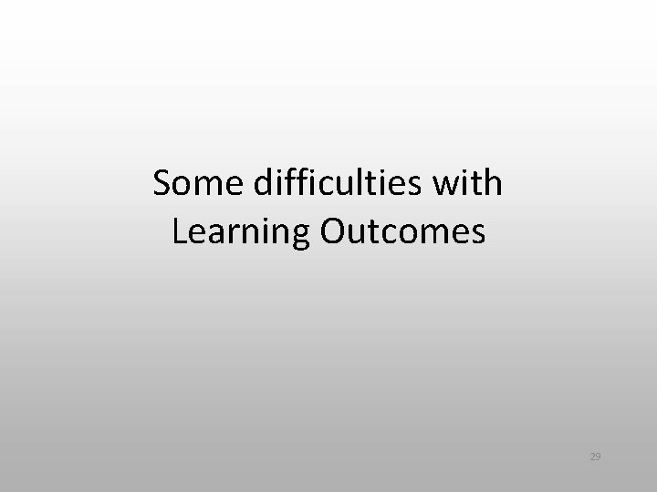 Some difficulties with Learning Outcomes 29 